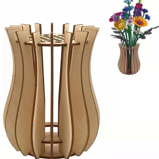 3D Wooden Flower Vase 