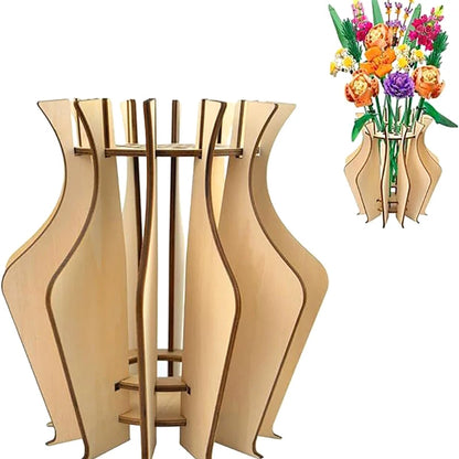 3D Wooden Flower Vase 